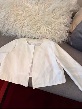 WHITE VEGAN LEATHER CROPPED BALERO BLAZER - SZ XL
